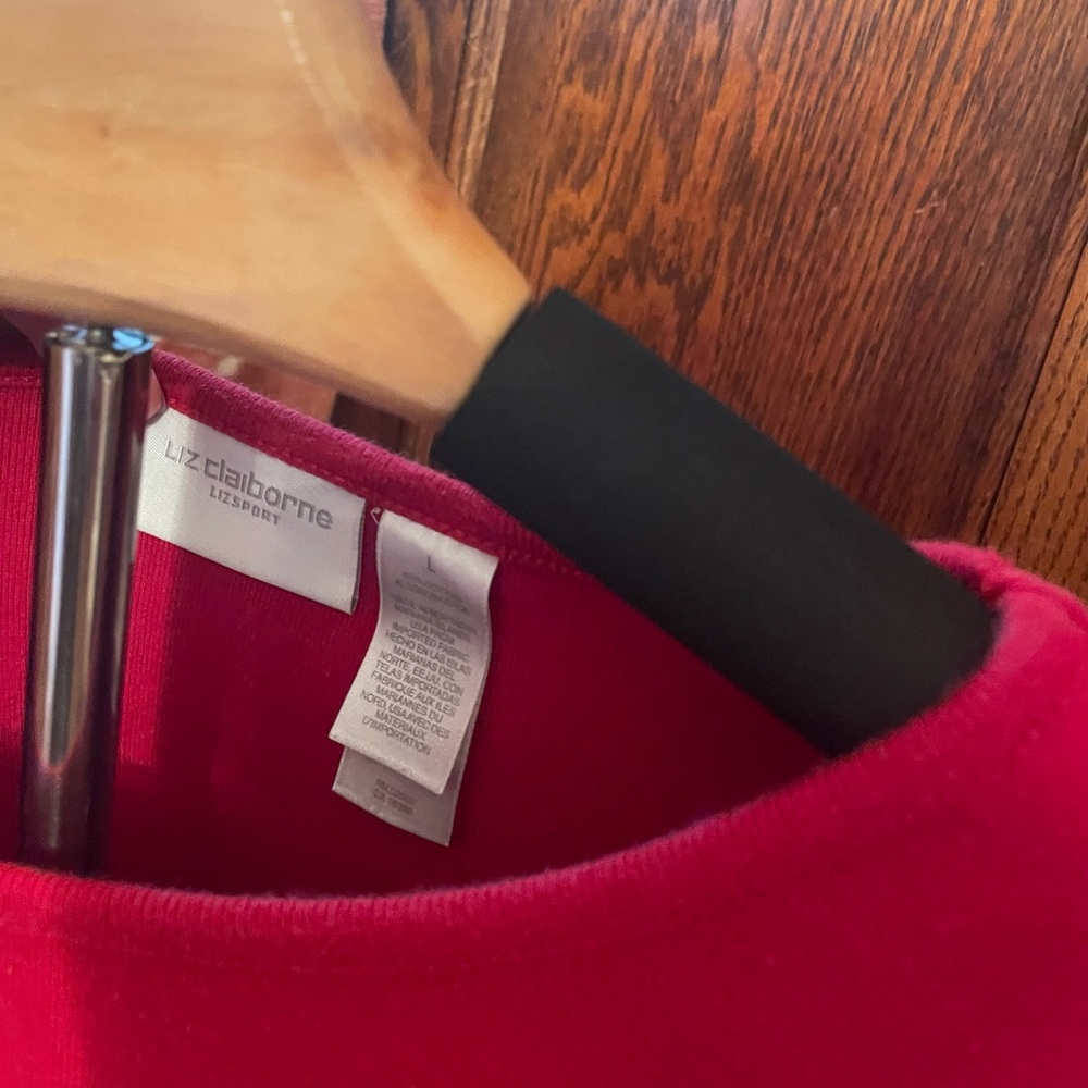 LIZ CLAIBORNE Red Striped Tee Size Large - Picture 2 of 4